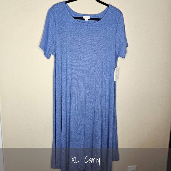 LuLaRoe Carly Dress XL Blue Striped NWT - Picture 1 of 3